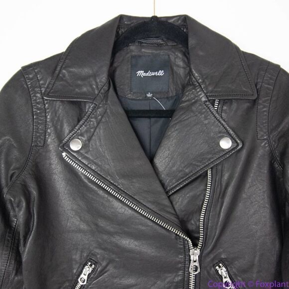 NEW Madewell washed Leather Motorcycle Jacket, size M - Picture 3 of 16
